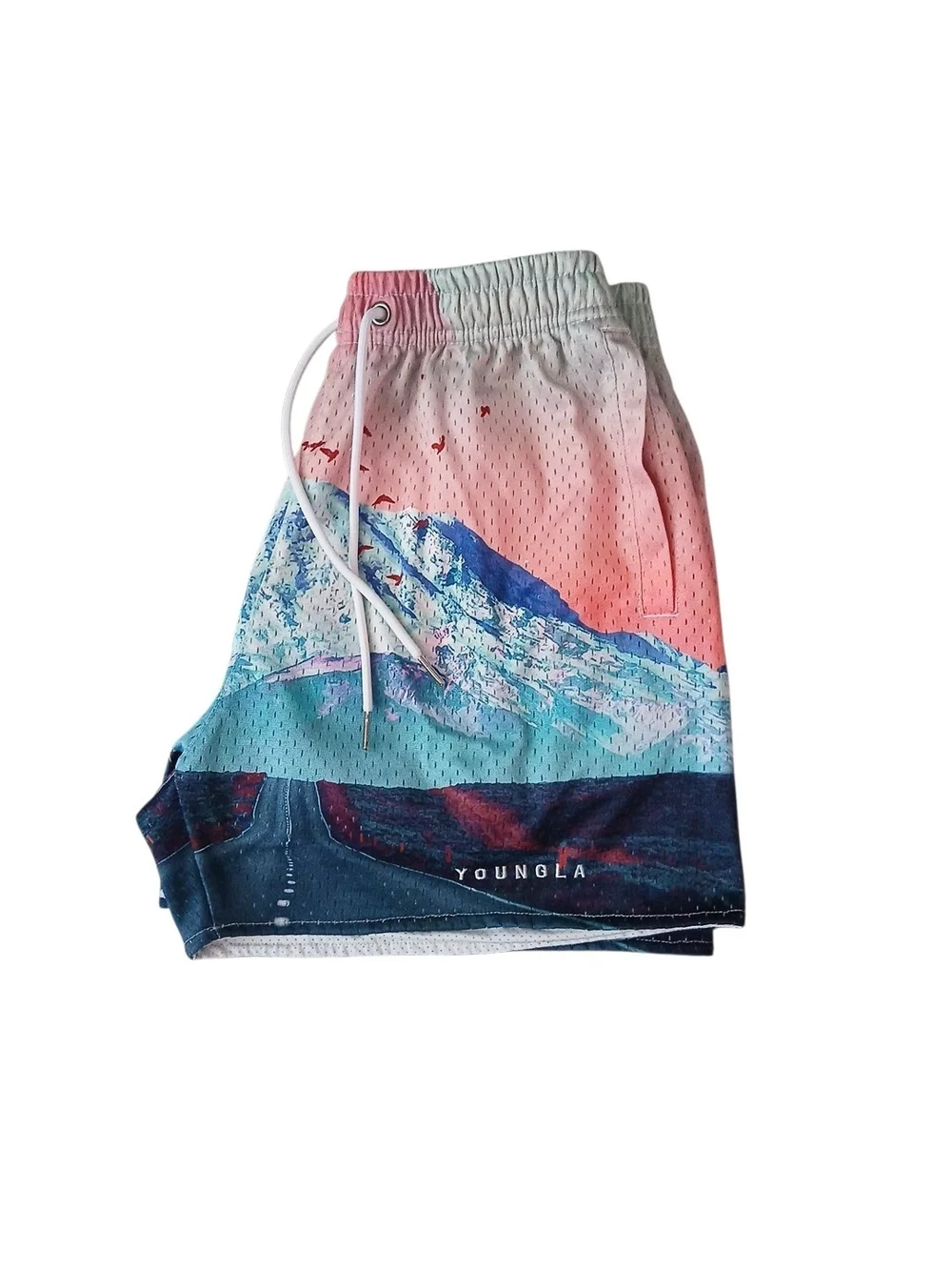 YoungLA 150 After Party Mystic Mountain Mesh Shorts Small Men